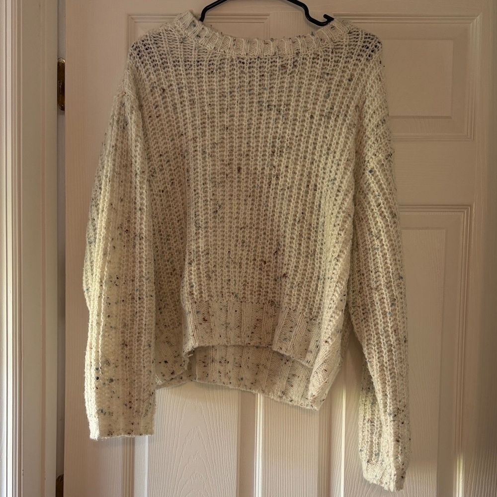 a.n.a Cream Speckled Crewneck Sweater